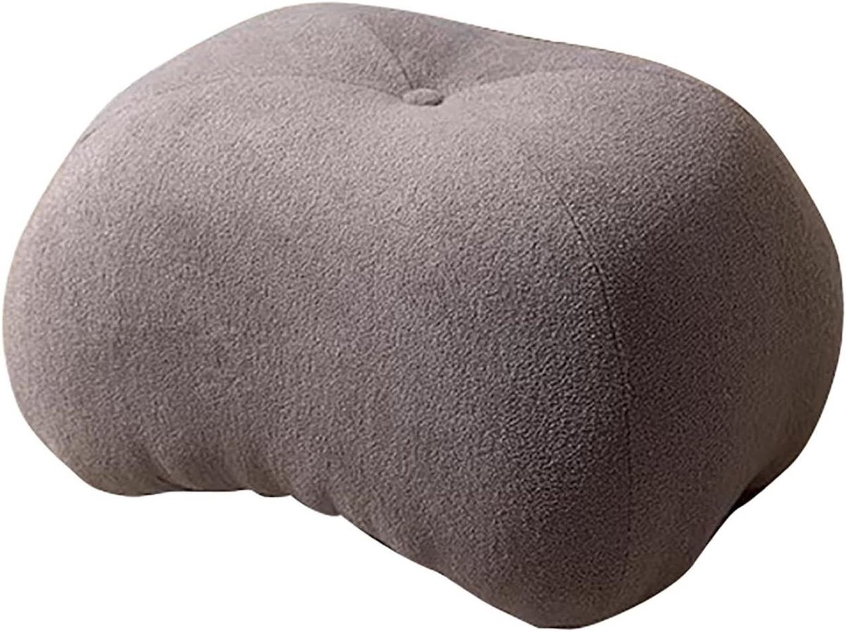 Voetenbank Gestoffeerd - Ottoman Poef - Ontspannen Zitten - Zachte Fleece Bekleding - 60 x 45 x 38 cm - Grijs