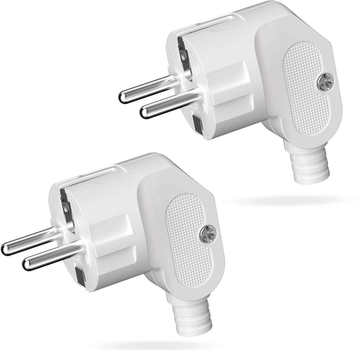 SnelShoppen - Schuko Hoekstekker IP20 Waterdichte Schuko Stekker 250V (16A) voor 8-10 mm Kabel, Wit, Voor Binnen en Buiten, Ideaal voor Tuin, Camping