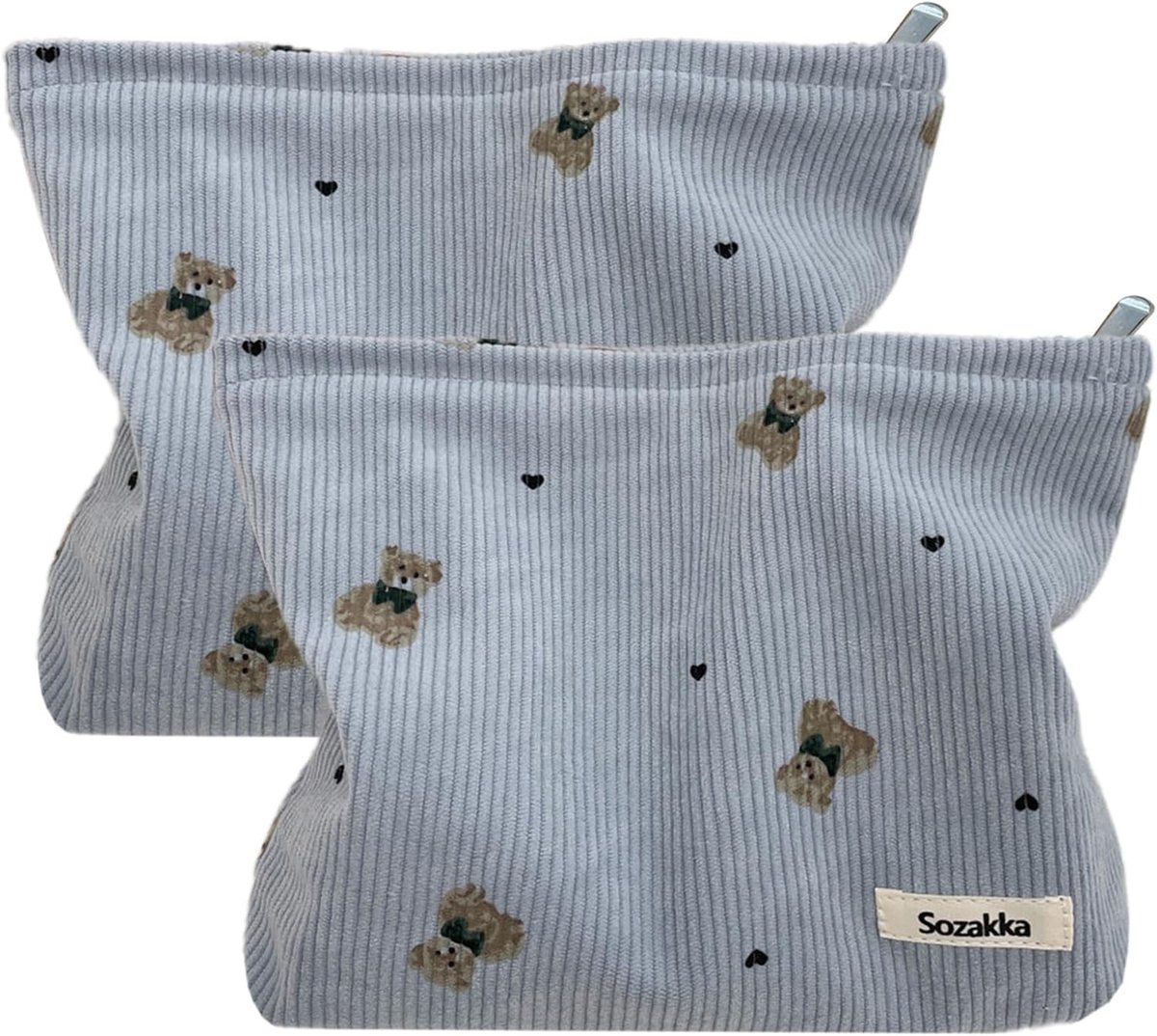 Make-up tas 2-delig klein - blauw - koord - ideaal voor school en reizen - ShopVlot