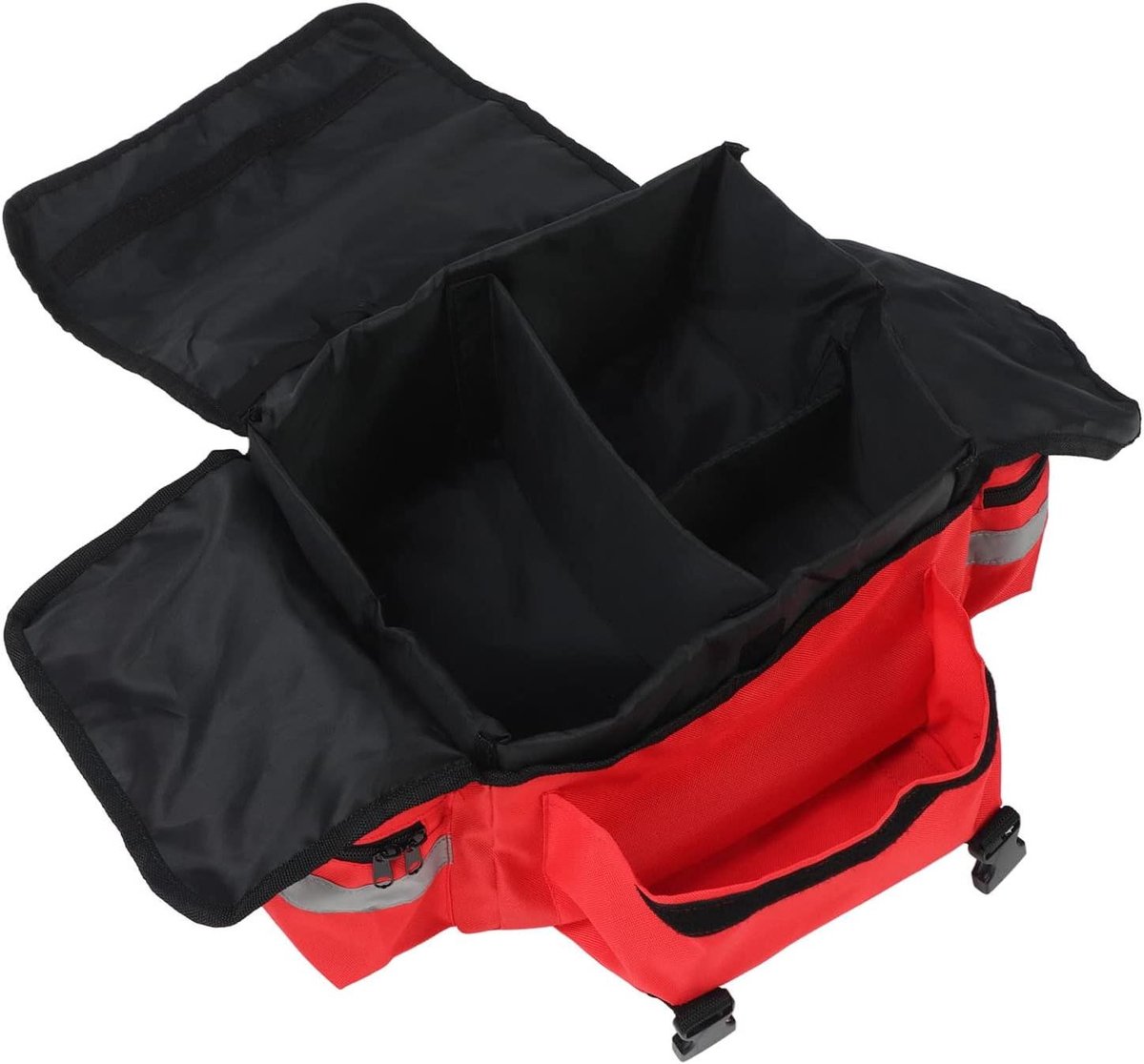Grote Noodtas - EHBO Tas Brandweer - Noodsituaties Organiseren - Reflecterende Strepen - 36 x 30 x 8 cm - Rood