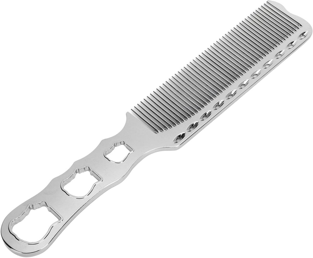 Fijne metalen haar kam voor knippen en stylen, ideaal voor kappers en haarstylisten, aluminium met platte tanden