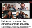 Schermopname van een videogesprek met vier groepen mensen die vrolijk communiceren.