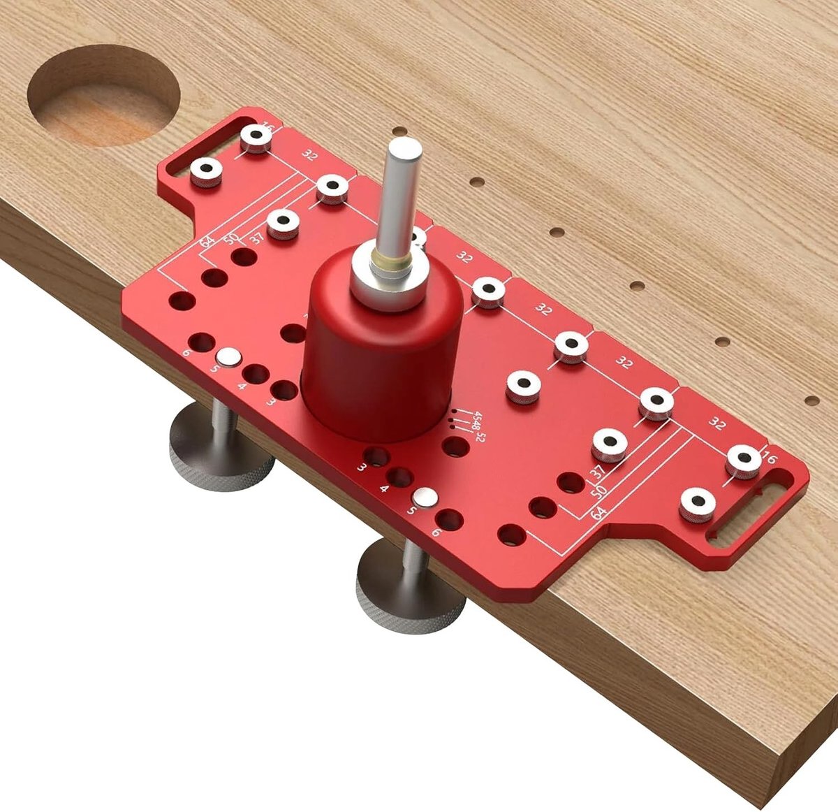 SnelShoppen - Shelf Pin Jig 2-in-1 Boorgids voor Houtbewerking met Zelfondersteunende Klem, All Metal, 7 Boorgaten voor 5mm Plankpennen, Perfect voor