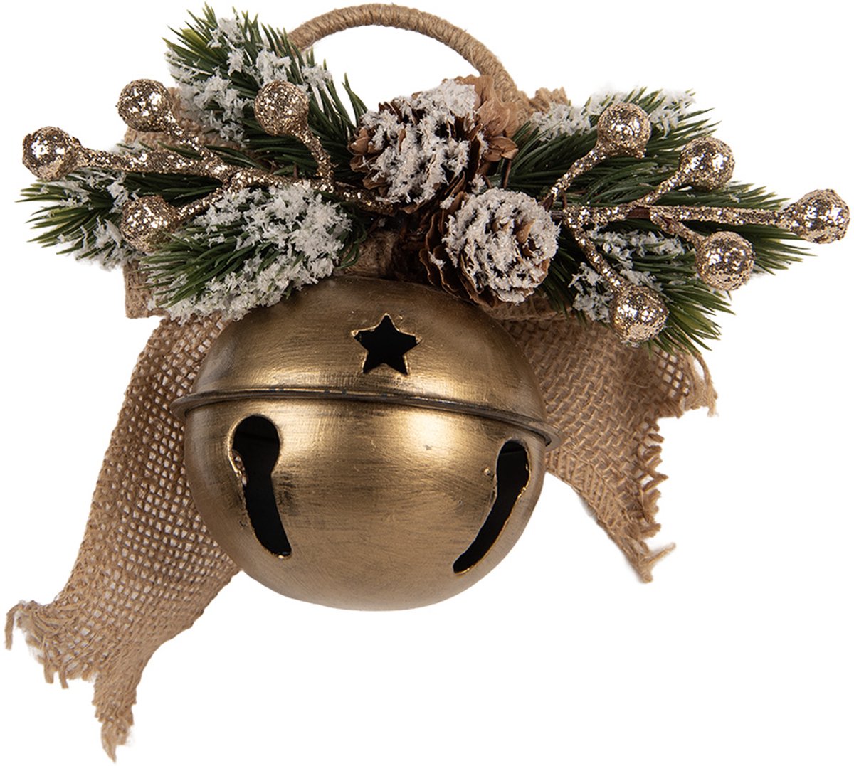 Clayre & Eef Kerstdecoratie Beeld Bel 16x7x13 cm Goudkleurig Metaal