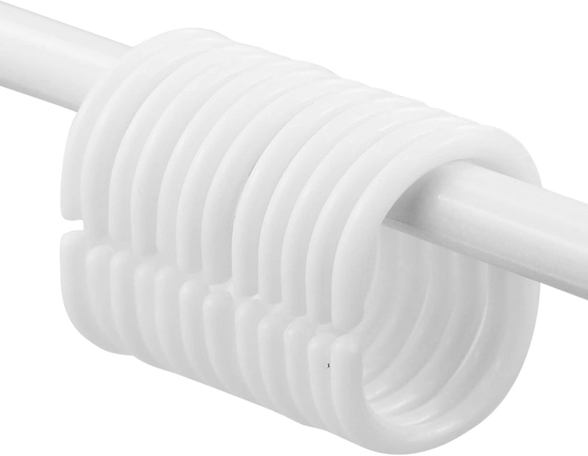 SnelShoppen - 12 Stuks Witte Douchegordijnringen 4.5 x 2.8 cm van Stevig Plastic voor Douchegordijnen en Hoekstangen, Transparant en Duurzaam