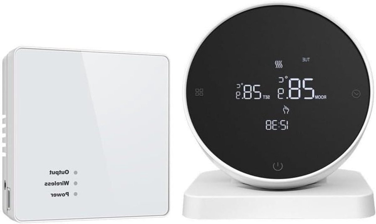 Slimme Thermostaat - WIFI Thermostaat Programmeerbare Thermostaat - Verwarming Regelen - RF433 Draadloze Technologie - 10.5 x 8.6 cm - Wit