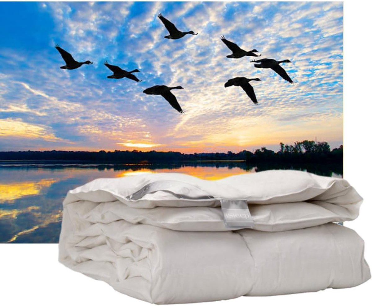 SnelShoppen - iSleep Dons Dekbed Eenpersoons 140x220cm | 100% Eendendons Warmteklasse 2 | Lichtgewicht, Ventilerend, Vochtregulerend