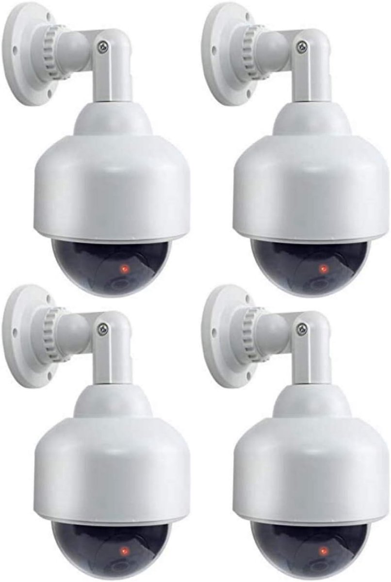 SnelShoppen - Dummy Dome Bewakingscamera met Lens en Kabel, Flitslicht, Waterdicht voor Binnen en Buiten, Hoogwaardige Nepcamera met 360 Graden Verste
