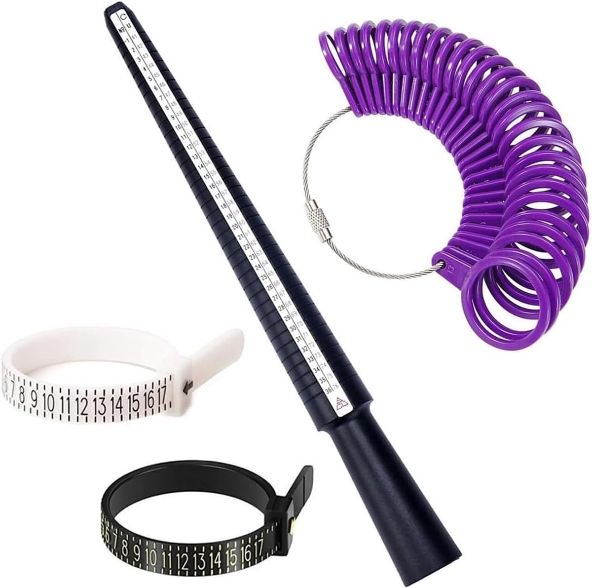 Ringmeters 4 stuks - Professionele vingermaat - Standaardmaten EU VS UK - Perfect voor juweliers - SnelShoppen