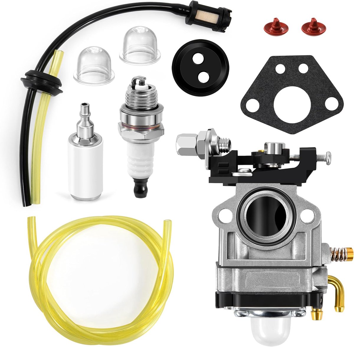 SnelShoppen - Carburetor voor 2-Takt Motor, Hoogwaardige Aluminium, Geschikt voor 43cc, 45cc, 47cc, 49cc, 52cc Heggenscharen, Kettingzagen, Tuinonderh