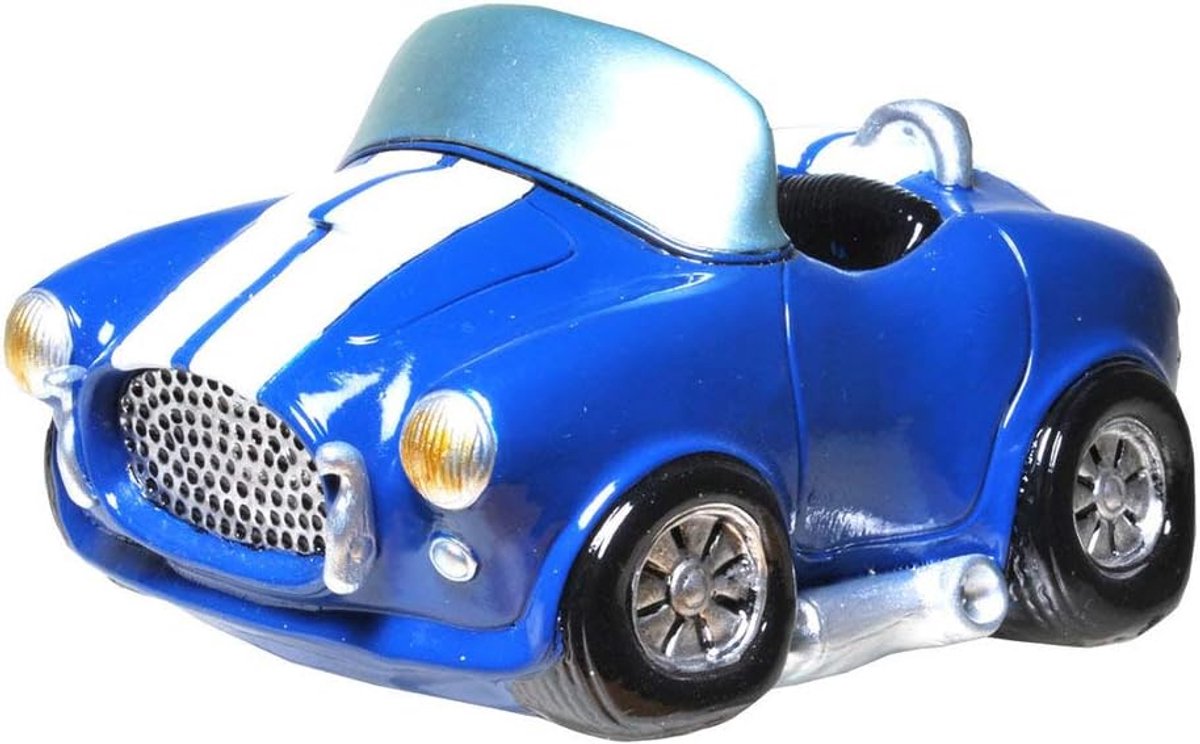 SnelShoppen - Schattige spaarpot auto Cabrio in blauw, handgeschilderd, 7,5 x 13 cm, ideaal voor sparen, cadeaus, vakanties en meer