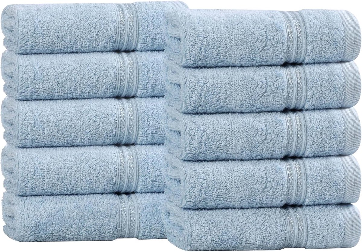 SnelShoppen - 10 Delige Set Gezichtsdoeken, Sneldrogende Handdoeken van 100% Egyptisch Katoen, Absorberende Kleine Handdoeken voor Badkamer, Spa en Pe