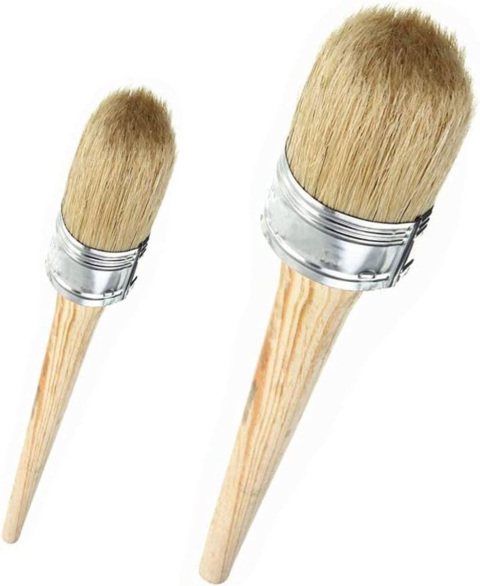 SnelShoppen - Chalk Paint Set - 2 Stuks Ronde Wax Kwasten van Natuurlijke Haren - 20mm & 30mm voor Meubelverf en Home Decoratie