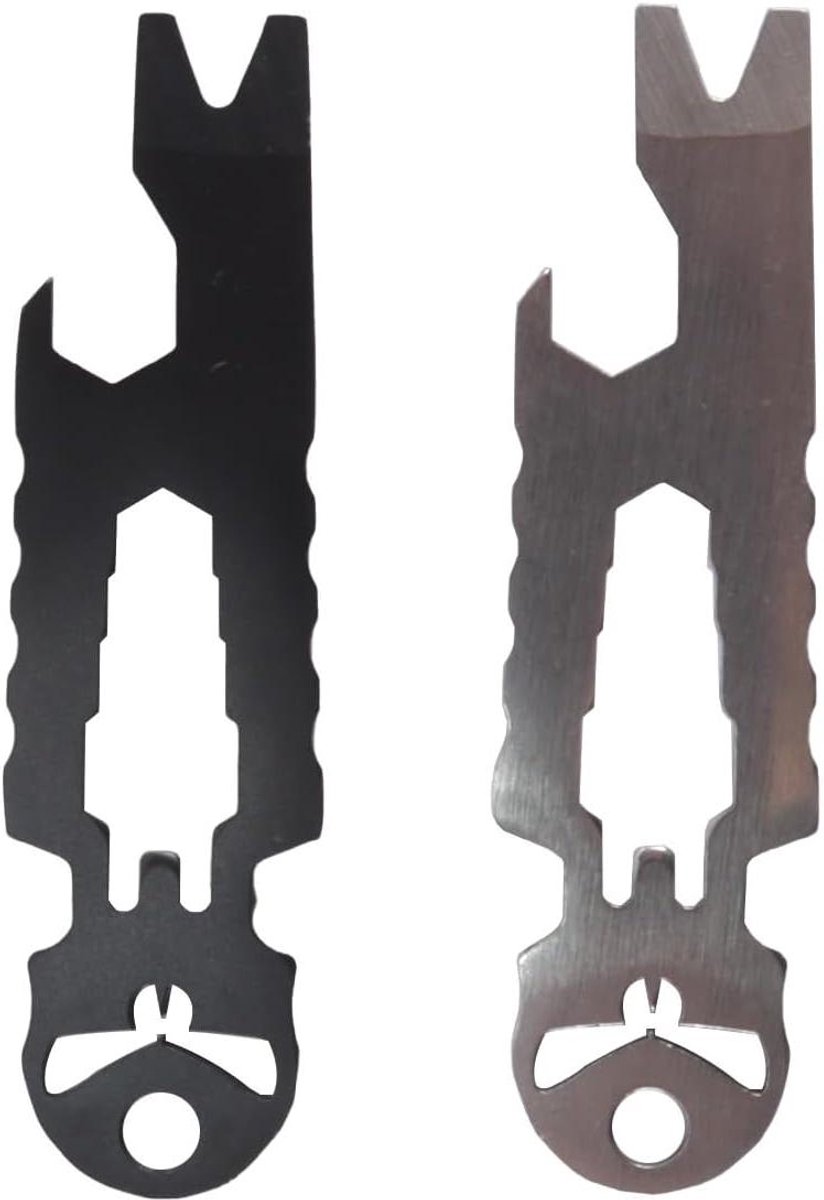 Multitool Sleutelhanger - Flesopener Koevoet - Dagelijks Gebruik - 3-in-1 Functionaliteit - 80 mm - Zwart Zilver