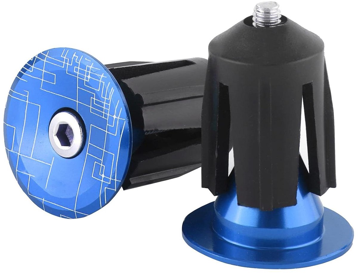 Fiets Stuurdoppen - Handvat Doppen - Fietspad Beschermen - CNC Precisie Machinaal - 15.9-21.4mm - Blauw