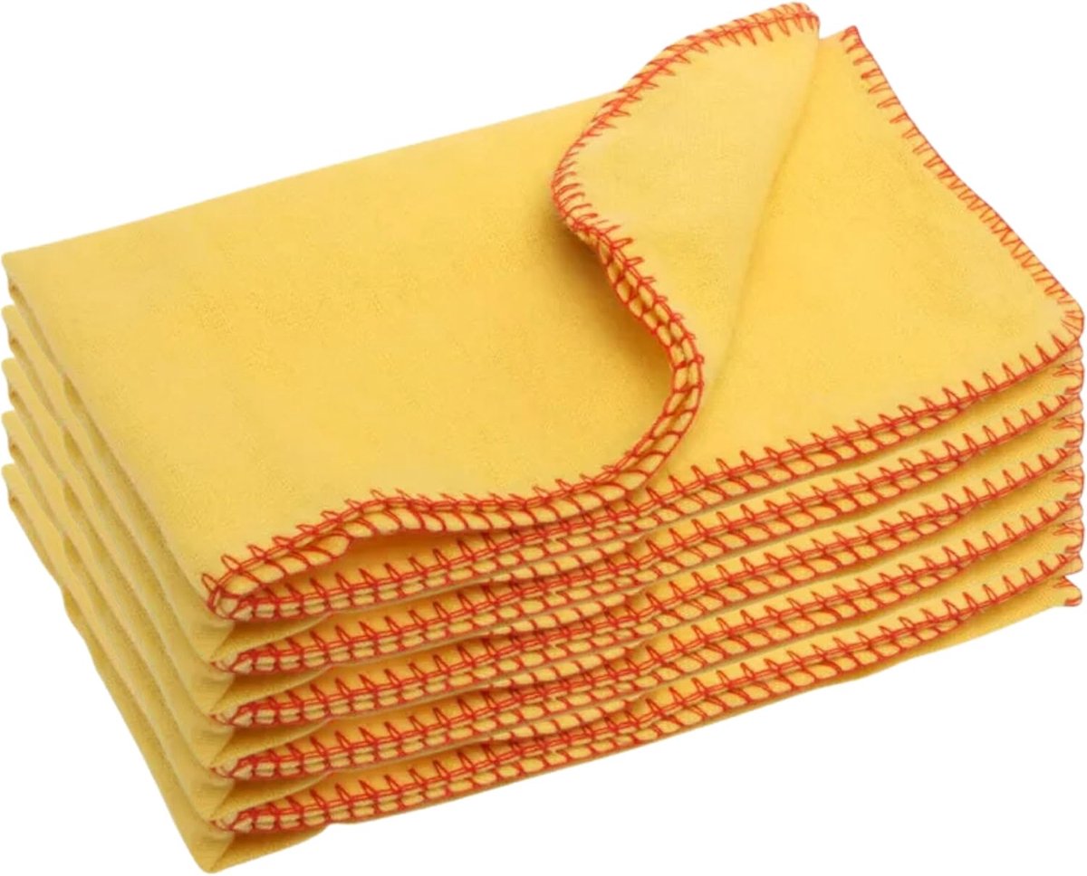 Tek Automotive Yellow Dusters 5 Pack - Extra grote katoenen polijst- en stofdoeken, multifunctionele - ShopVlot