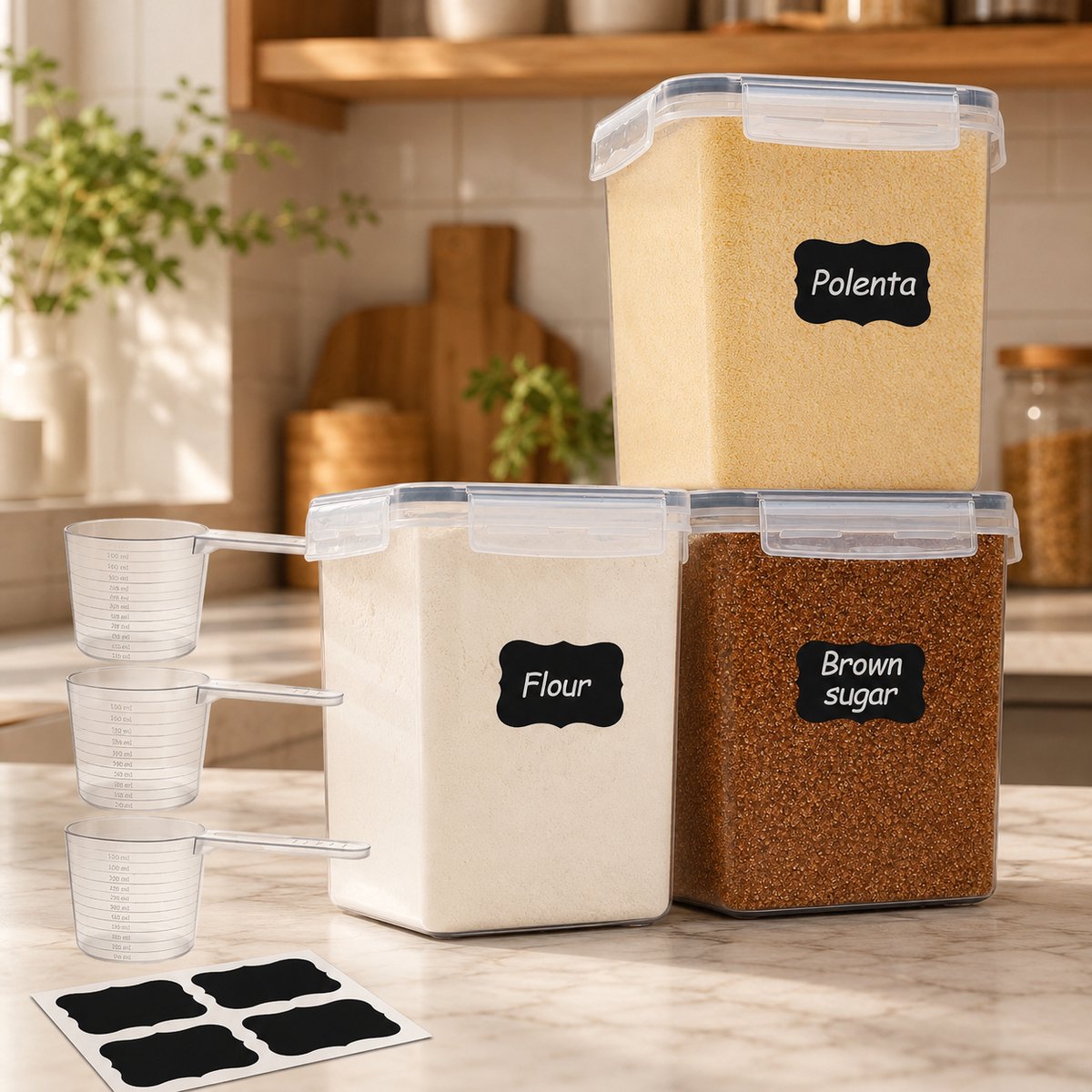 Luchtdichte Voorraadbakken Met Deksel Set Van 3 - 2,5L Keuken Voorraadbakken Voor Voedselopslag - Transparant Voor Suiker, Meel, Koffie, Pasta