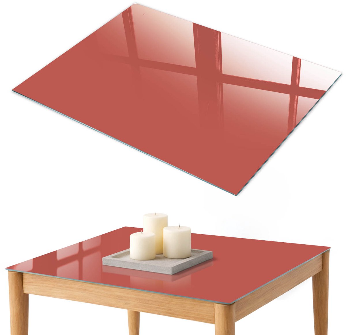 ArtPrintCave Donkere zalm Glazen Tafelblad 100x70 cm - Tafelblad Rechthoek - Roze Keukentafel - Achtergronden en patronen Bureaublad