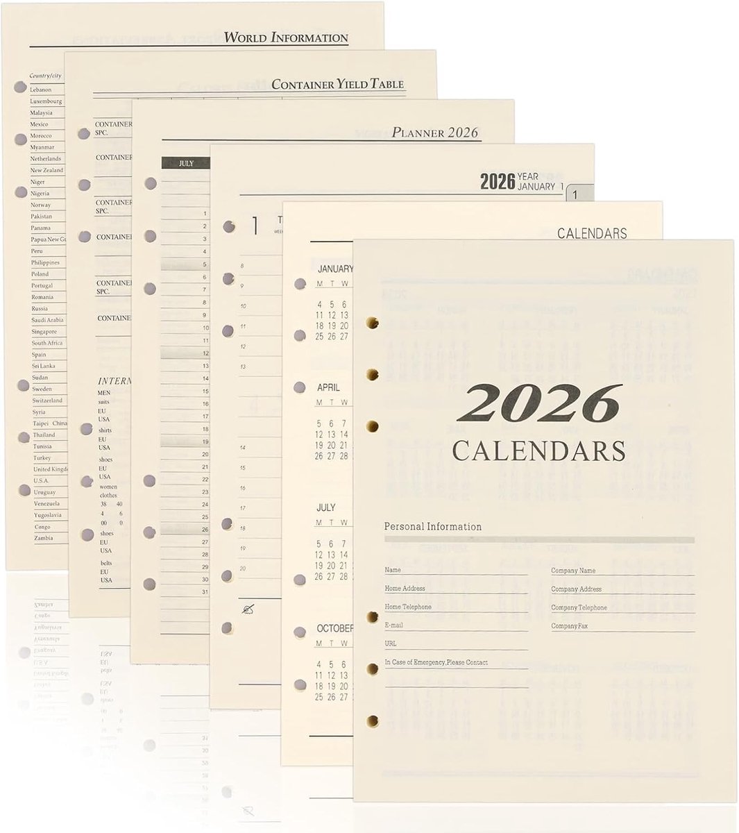 A5 Weekly Planner 2026 met 176 Pagina's, 6-Hole Perforatie, Geschikt voor Herbruikbare Agenda's en DIY Projecten, Januari tot December 2026, 139 x 206 mm