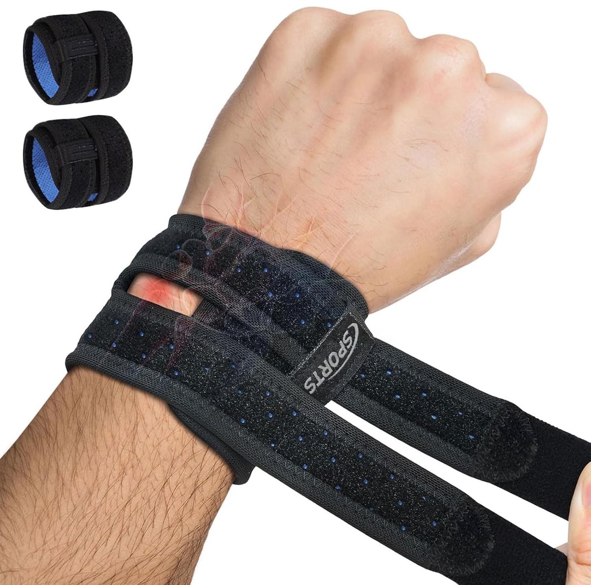 Verstelbare Polsbandage in Zwart - 2 Stuks voor Sportblessures, Training en Dagelijks Gebruik met Spalk Functie