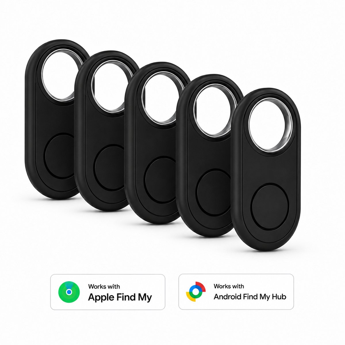 GPS Tracker - 5 stuks - Android & IOS Smart Tag - Key Finder zonder abonnement - Werkt met Google Find My Device & Apple Find My - Water en stofdicht - Geschikt voor kinderen/honden/katten/koffers