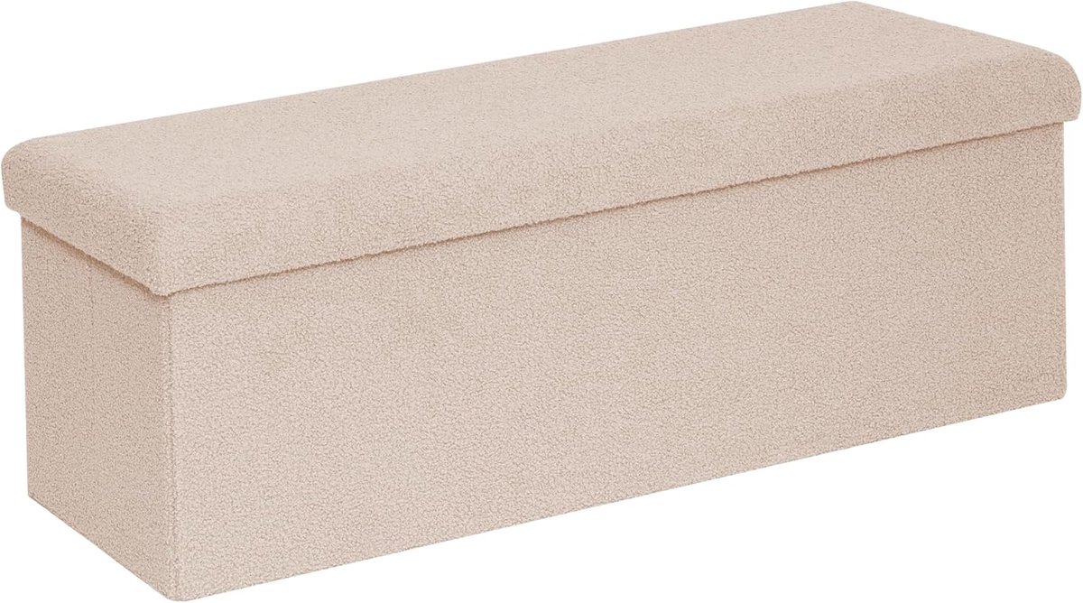 SnelShoppen - Bonlife Bean Bag Small Box Opvouwbare Voetenbank Cube Kist voor Entree Woonkamer Slaapkamer Beige 110 x 15 x 15 cm