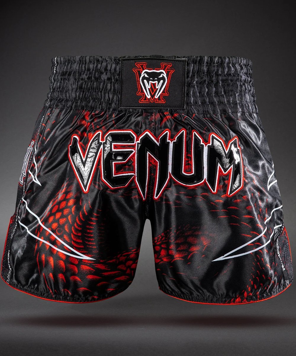 Venum Matupa Muay Thai Shorts – Zwart/Rood/Zilver | Professionele Muay Thai & Kickboks Shorts - L