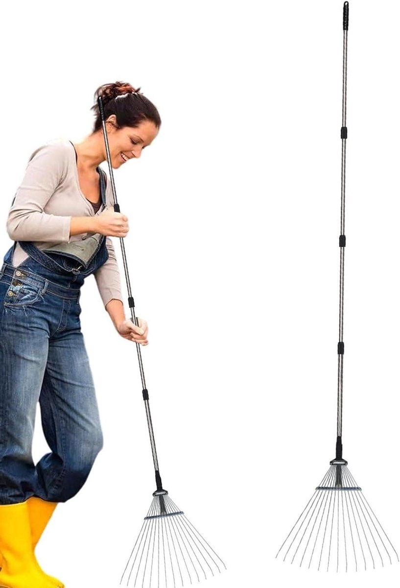Tuinhark - Grashark Gazonhark - Tuinonderhoud - Verstelbare Werkbreedte - 173 cm - Grijs