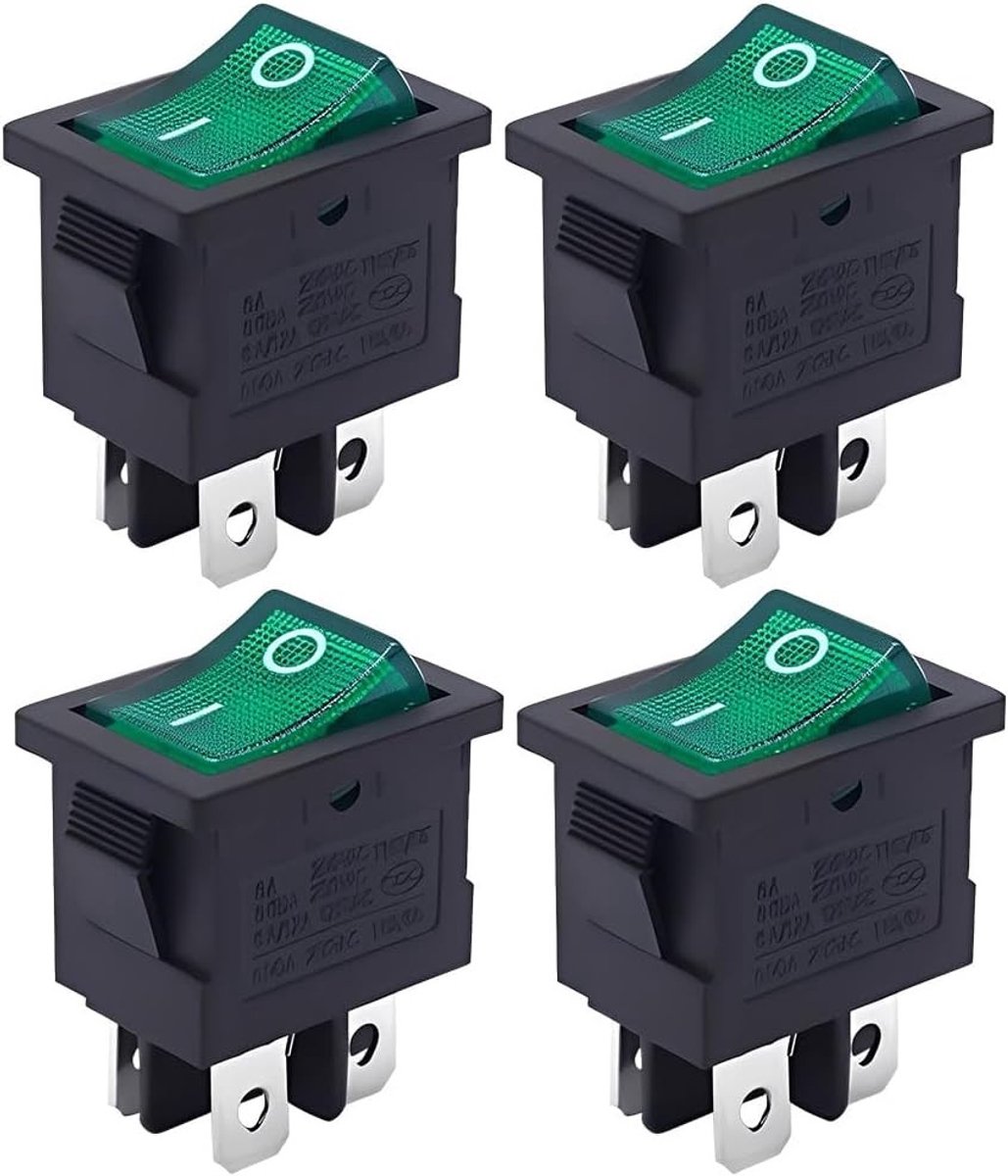 Mini Toggle Switch met 4 On/Off Schakelaars, 2 Niveaus, 16A, 250V voor Auto, Boot en Huishoudelijke Apparaten