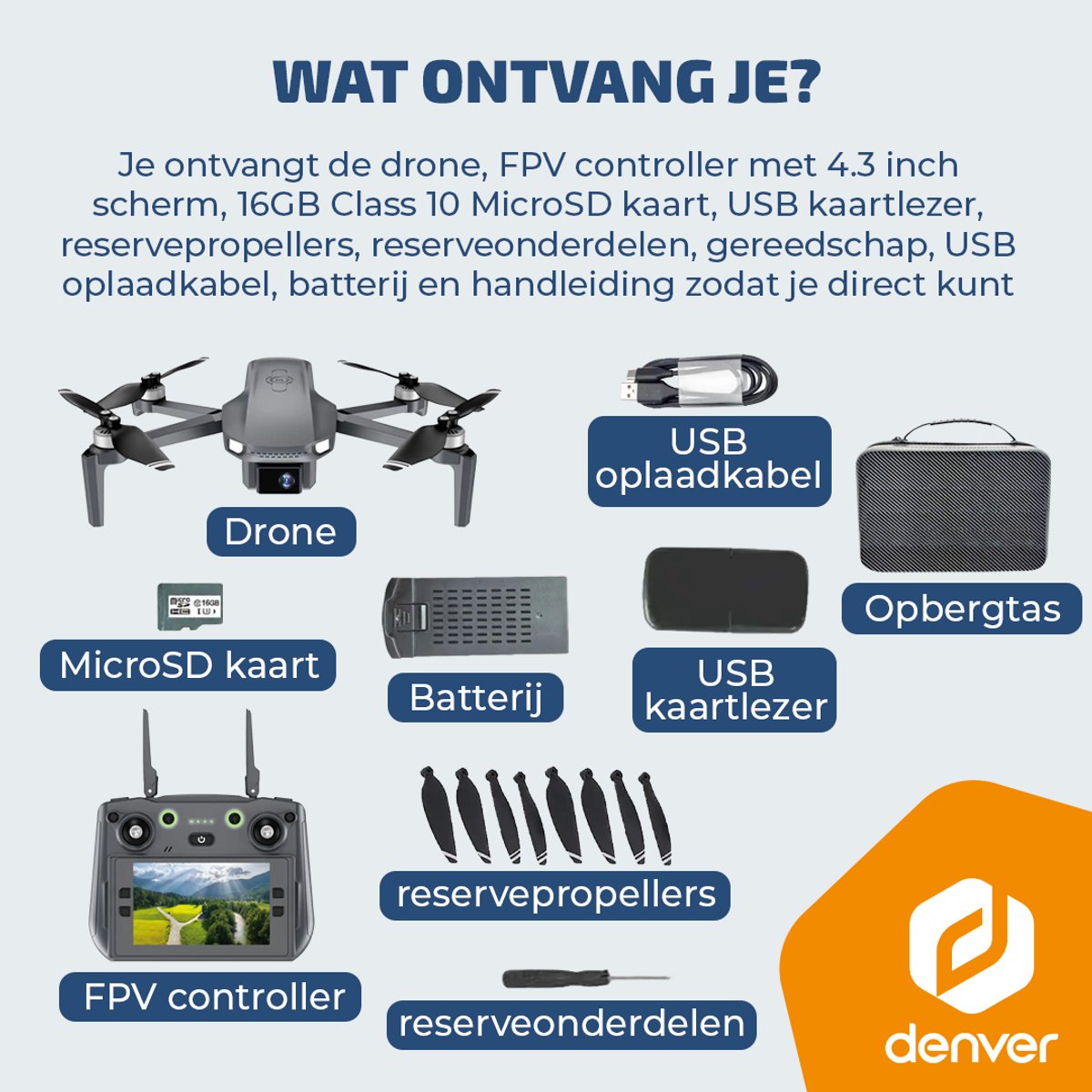 Denver Drone met GPS en Camera - Besturing via controller met 4 inch scherm - 3K video & 4K foto thumbnail 4