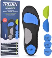 Trebin Orthopedische Inlegzolen - Verstelbare Hielhoogte en Demping - geschikt bij Hielspoor, Fasciitis Plantaris en Overpronatie - Op Maat Knipbaar - Maat XL (EU 45-48) - Blauw/Zwart