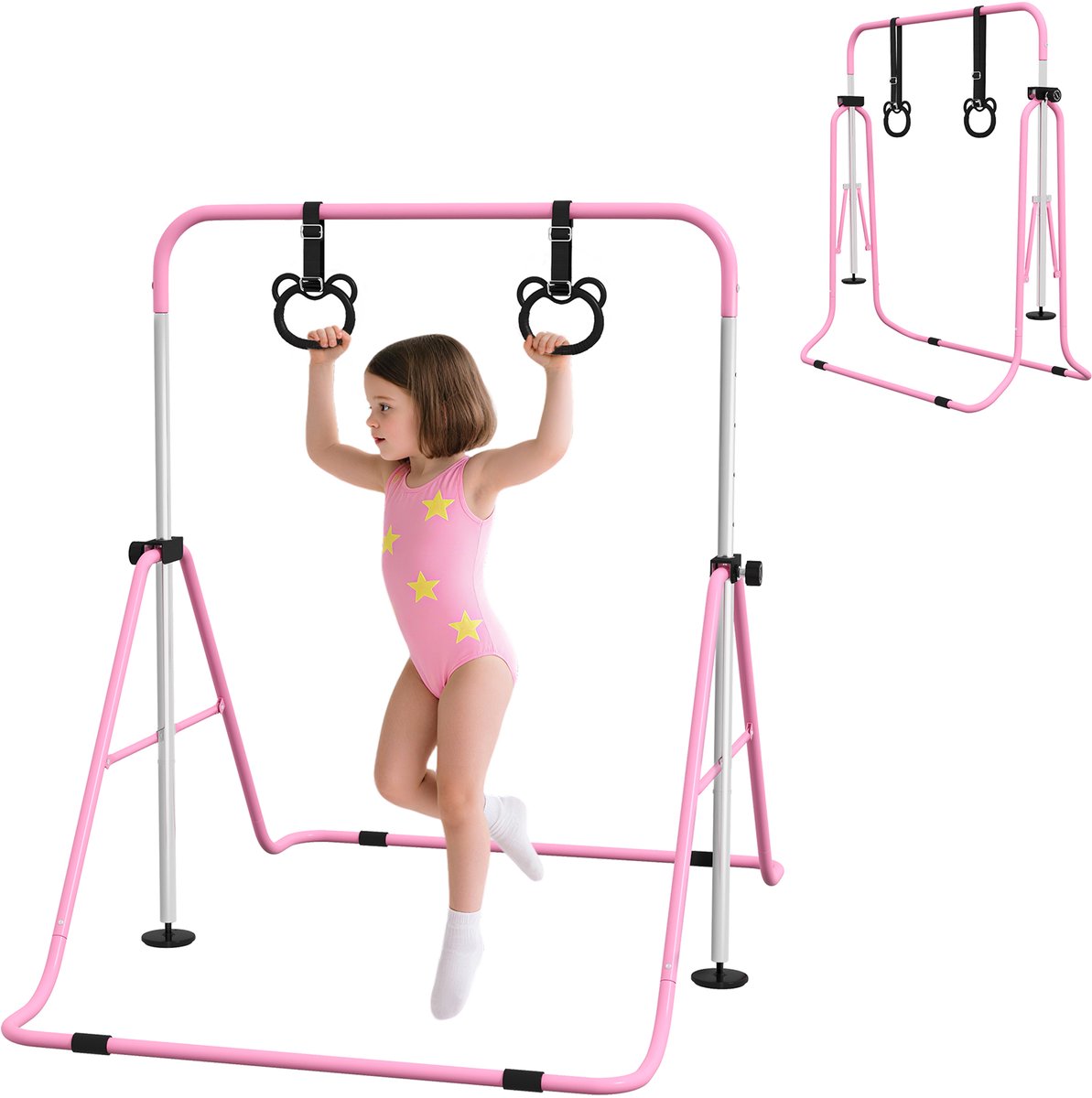 HOMCOM Kindergymnastiekstang - Staal - 148x105x128cm - Roze
