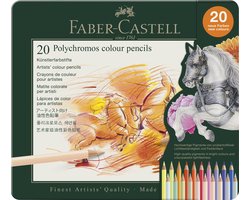 Faber-Castell - Crayon de couleur - Polychromos - mine de 3,8 mm - boîte de 20 pièces avec de nouvelles couleurs - FC-110020