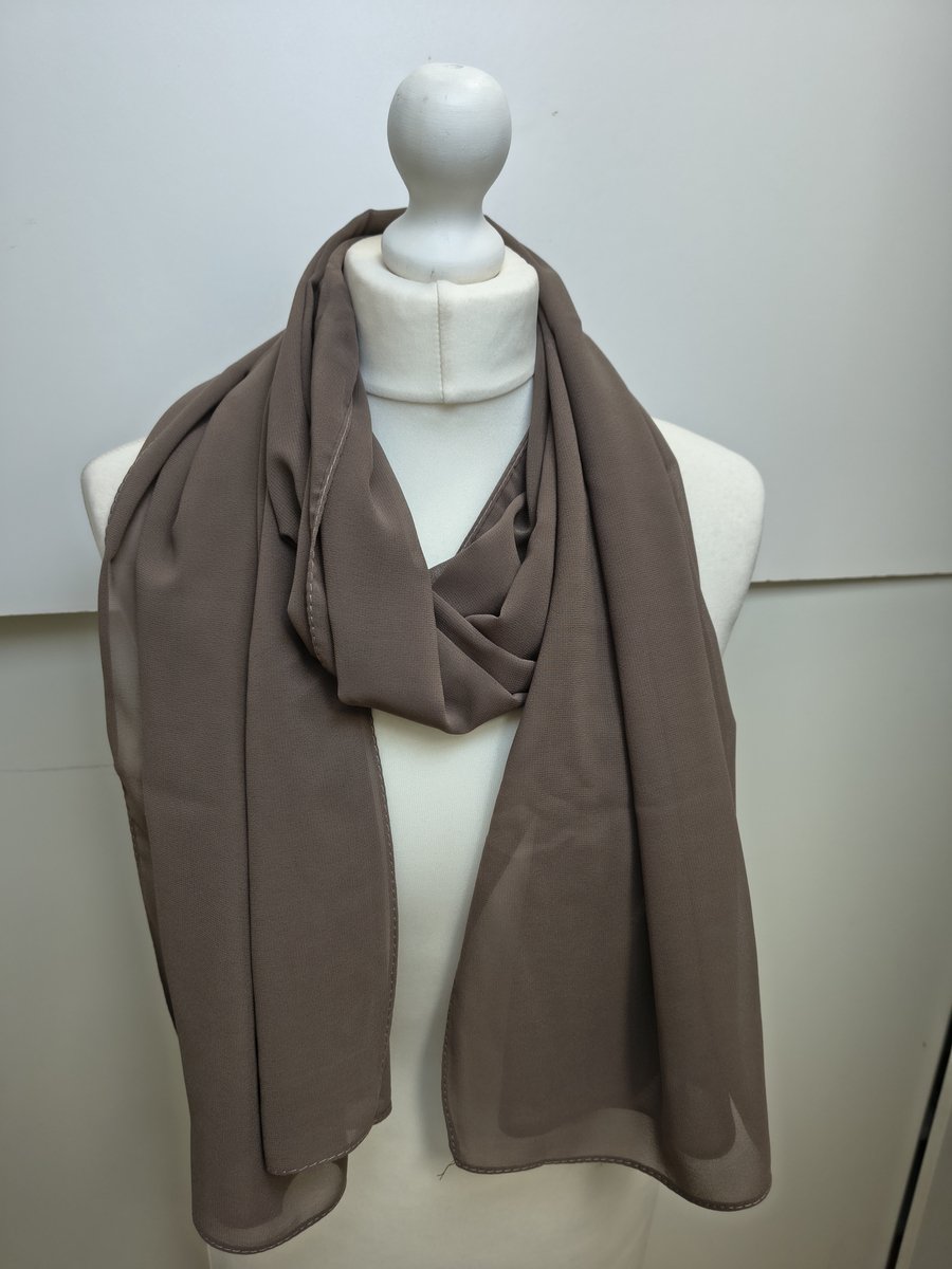 Lange dames sjaal Ditte-effen kastanje bruin-omslagdoek-stola