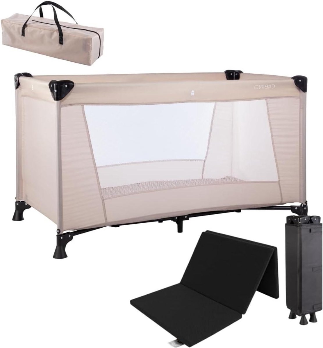 Campingbedje met Matras - Reisledikant Baby - Veilig Slapen - Opvouwbaar Met Draagtas - 75 x 21 x 21 cm