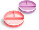 Munchkin Stay Put assiettes divisées violet et rose 2 pièces - Sans BPA - Assiettes à ventouse - Assiettes à ventouses Bio