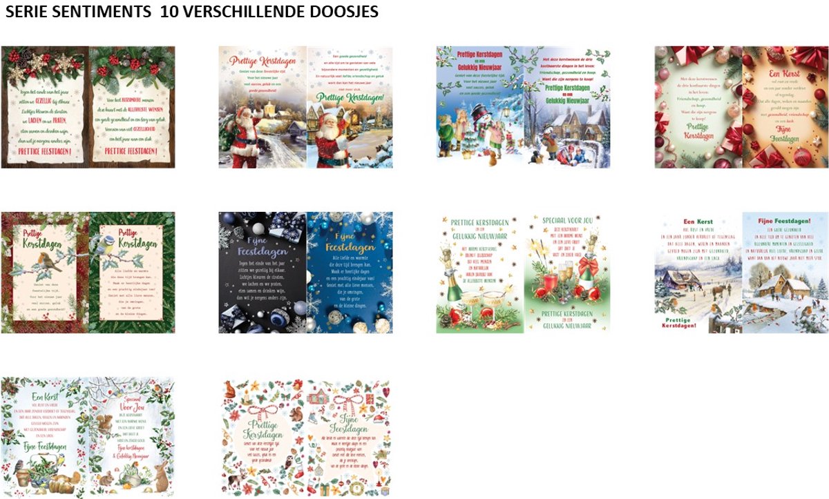 Kerstaanbieding: 60 kerstdoosjes budget met 10 kaarten en enveloppen Sentiments