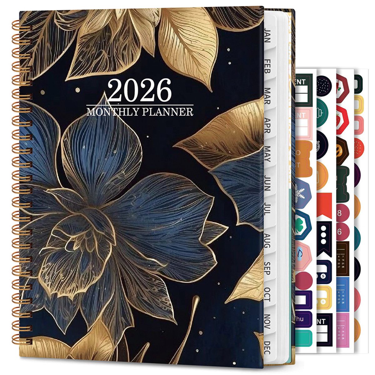 Agenda 2026 - Zakagenda A5 - Met Decoratieve stickers - Planning van de bloemenplanning - Voor Thuis School Kantoor Klaslokaal Plannen Studie Werk Academisch Leraar - 21.59 x 16.5 cm - A