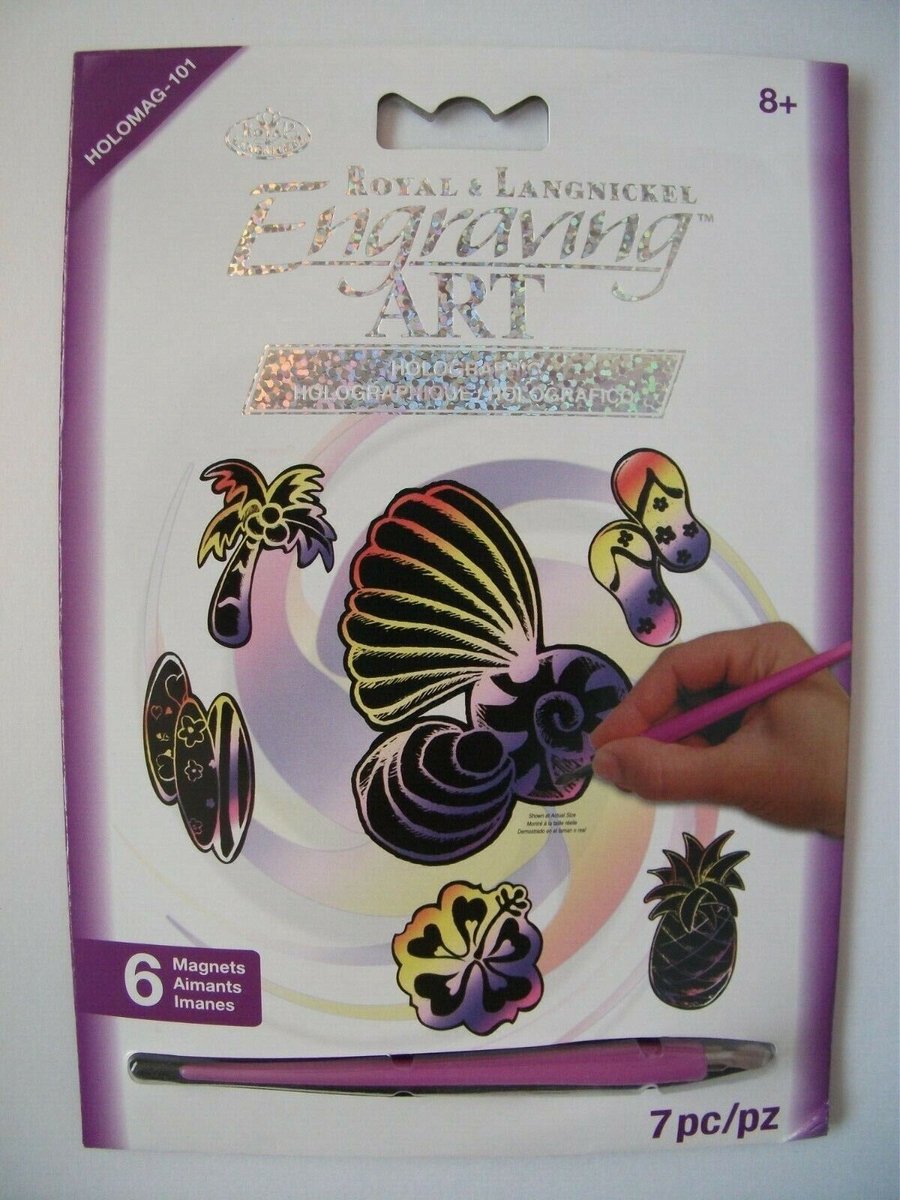 Engraving Art magneten Tropisch plezier (krasfolie 6 magneten/ holografisch)