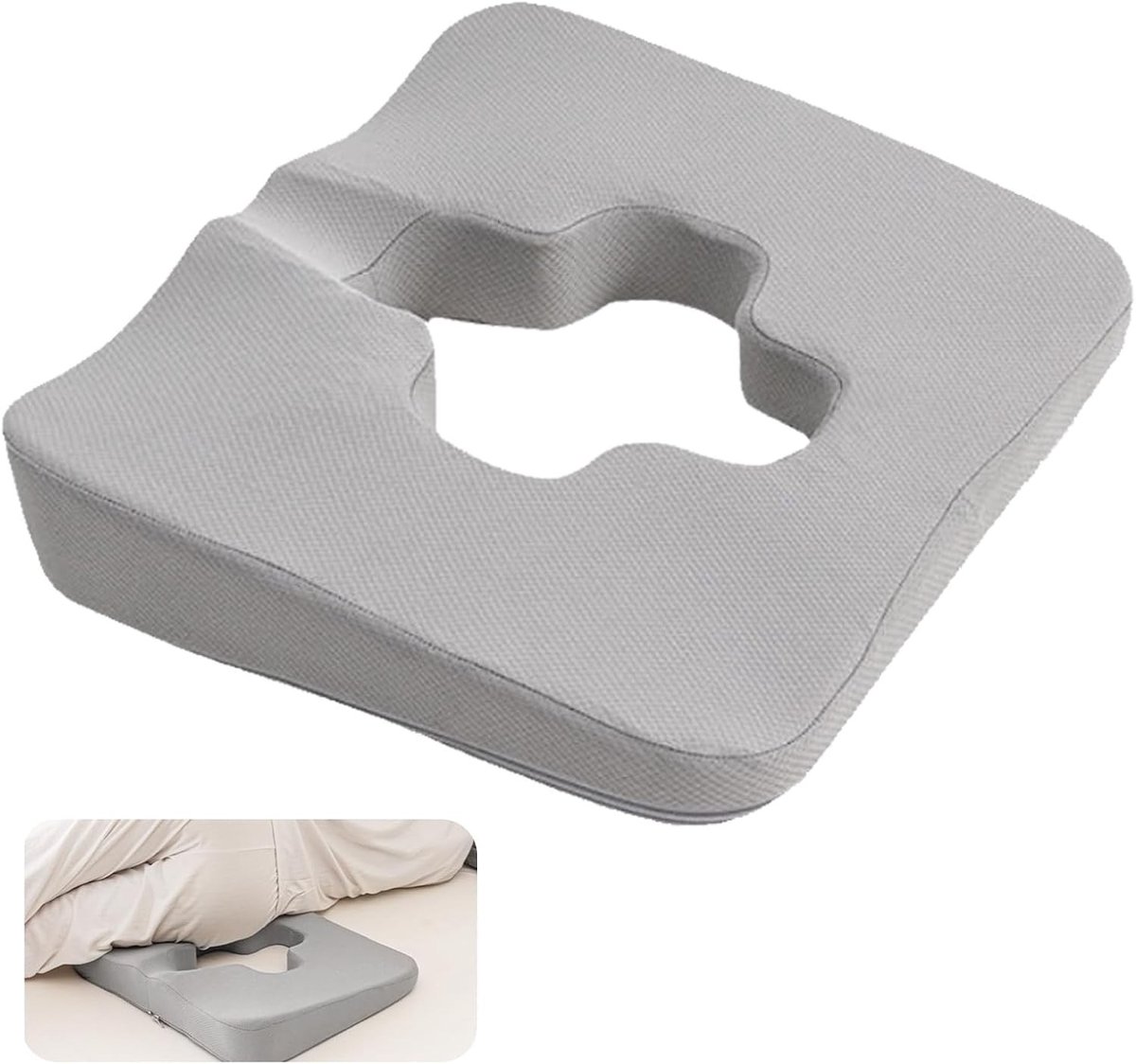 Ergonomisch Zitkussen voor Heup- en Stuitbeenpijn, Orthopedisch Kussen met Geheugenfoam en Stofhoes voor Langdurig Zitten en Bedlegerige Patiënten