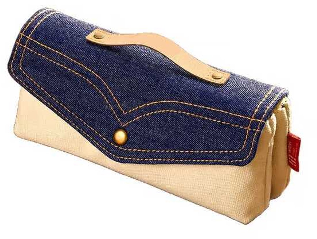 Retro denim etui, geschikt voor studenten, vrouwen en meisjes. Het kan gebruikt worden als opbergtas voor schoolspullen, kantoorartikelen, schrijfwarendoos of opbergdoos voor kantoorbenodigdheden.