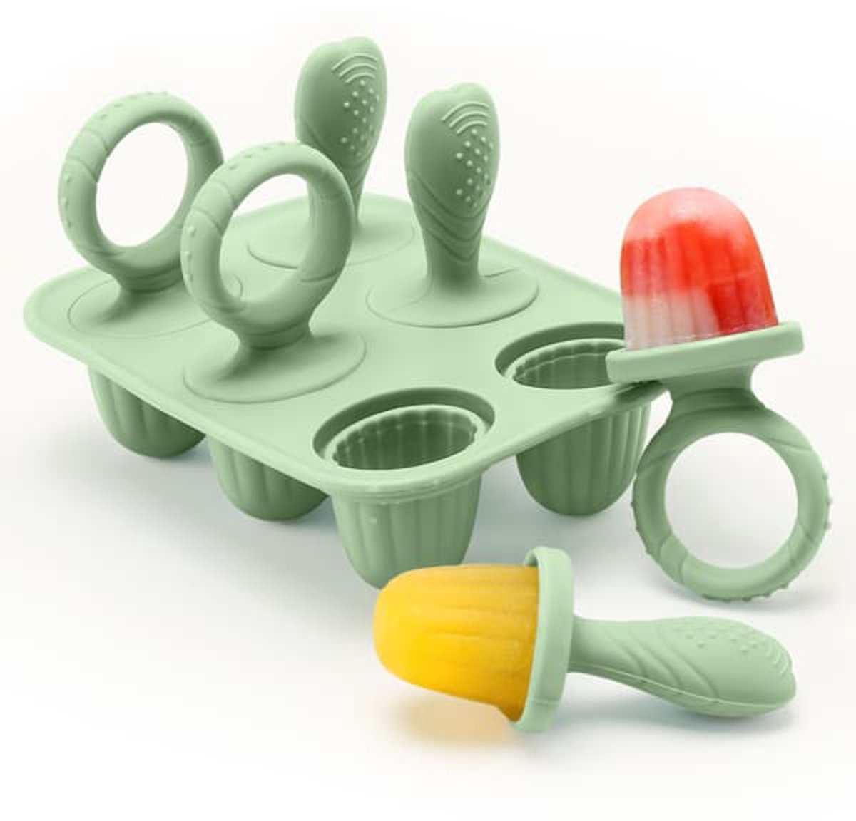 Mini BPA-vrije siliconen ijsvormpjes - 6 vormpjes van elk 17 ml, met herbruikbare ijslollystokjes, geschikt voor de vriezer en vaatwasser (-40°C tot 230°C).