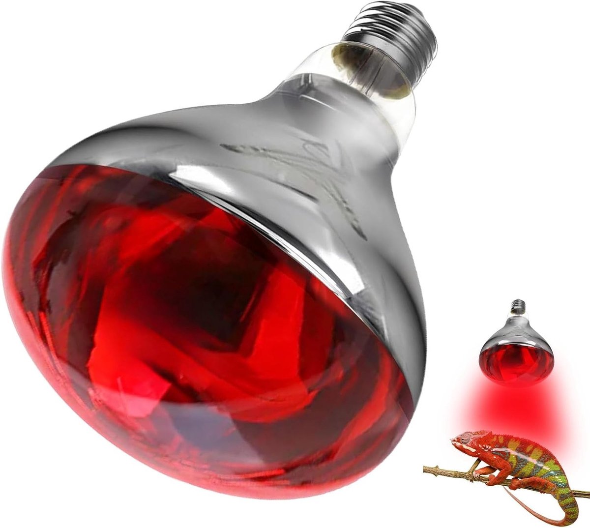 Reptielen Warmtelamp - Infrarood Lamp - Terrarium Verwarming - Standaard E27 Fitting - 250W Vermogen - Rood Licht