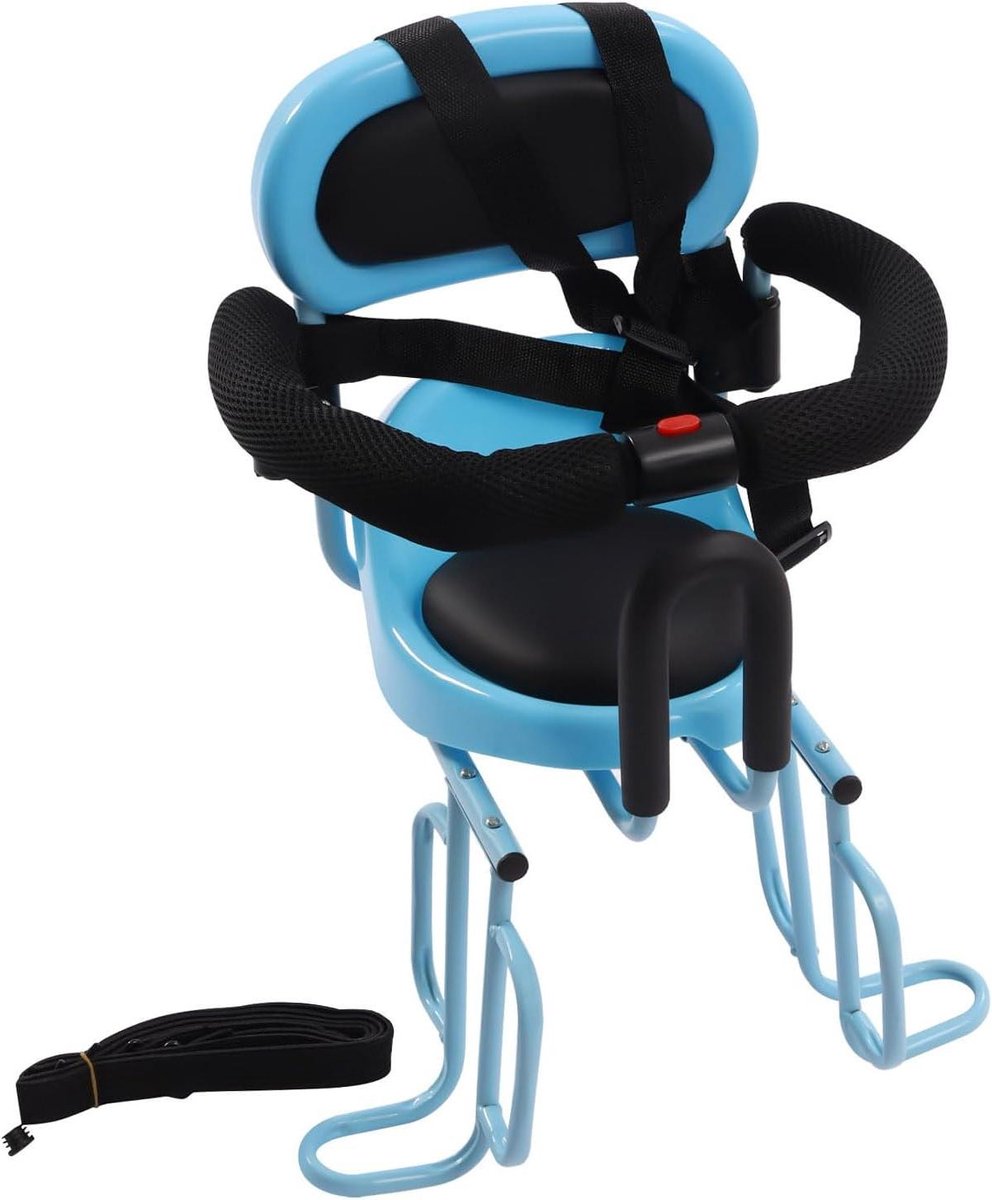 Kinderfietszitje Achter - Fietsstoeltje Kind - Veilig Fietsen - Uitneembare Beschermreling - 35cm Breedte - Blauw