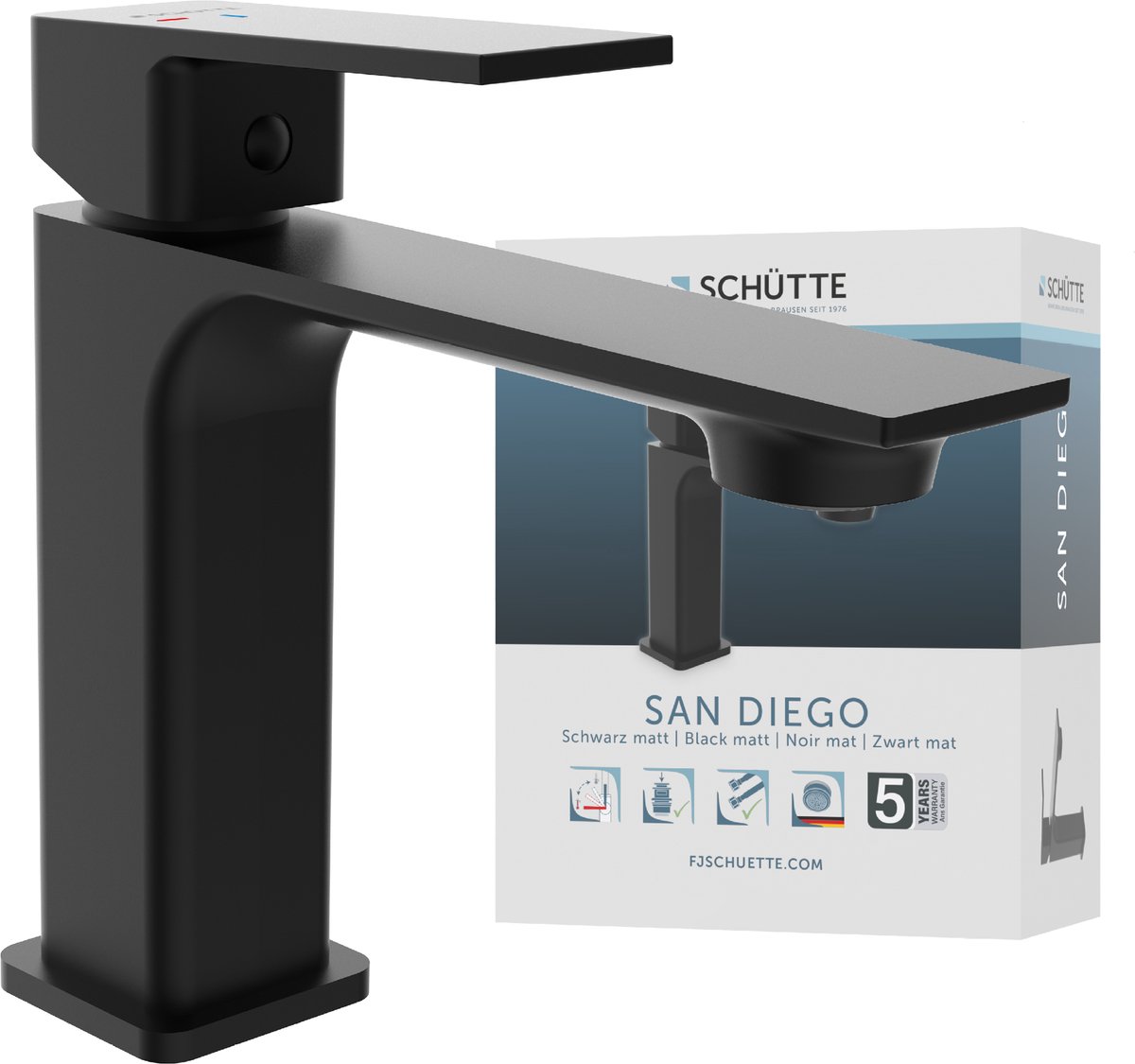 SCHÜTTE SAN DIEGO Wastafelkraan - Mat Zwart