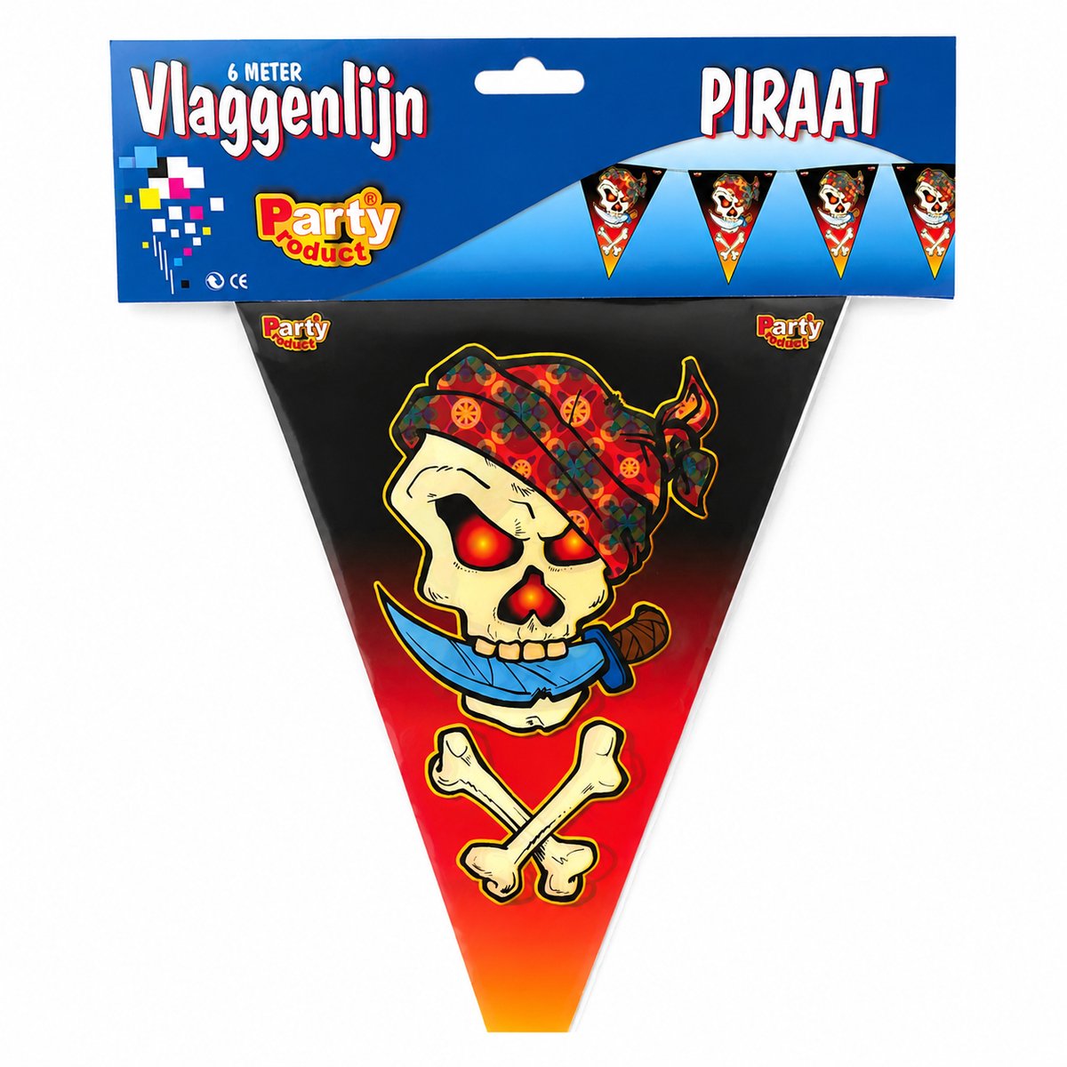Piraten Vlaggenlijn 6 Meter - Schedel Slinger - Feestversiering voor Kinderfeestje