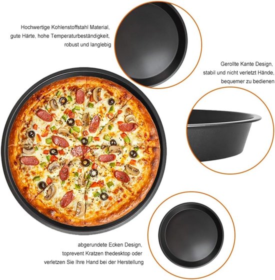 Set van 4 Ronde Pizza Platen voor Oven - 16 cm - Antiaanbaklaag — afbeelding 2