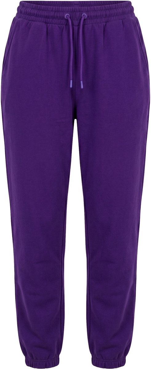 Ulla Popken - Dames - Joggingbroek paspel opzij elastische tailleband - Donker violet - Maat 42+