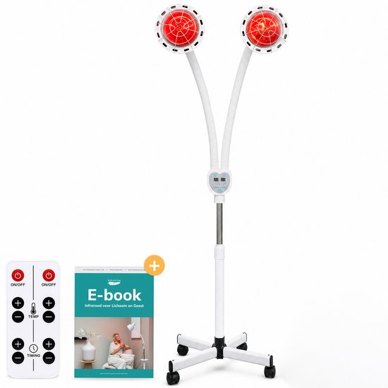Infraroodlamp - 2 Koppen - Draaibaar - Infrarood - Therapie - Deken - Lamp - Verwarmingspaneel - Soft & Silky