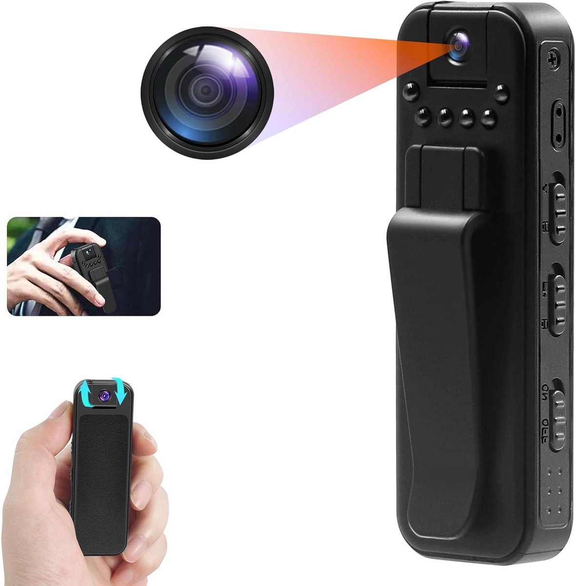 Draagbare Camera - Mini Recorder - Hoge Kwaliteit Opnames - 180 Graden Lens - 1080p HD Resolutie - Zwart